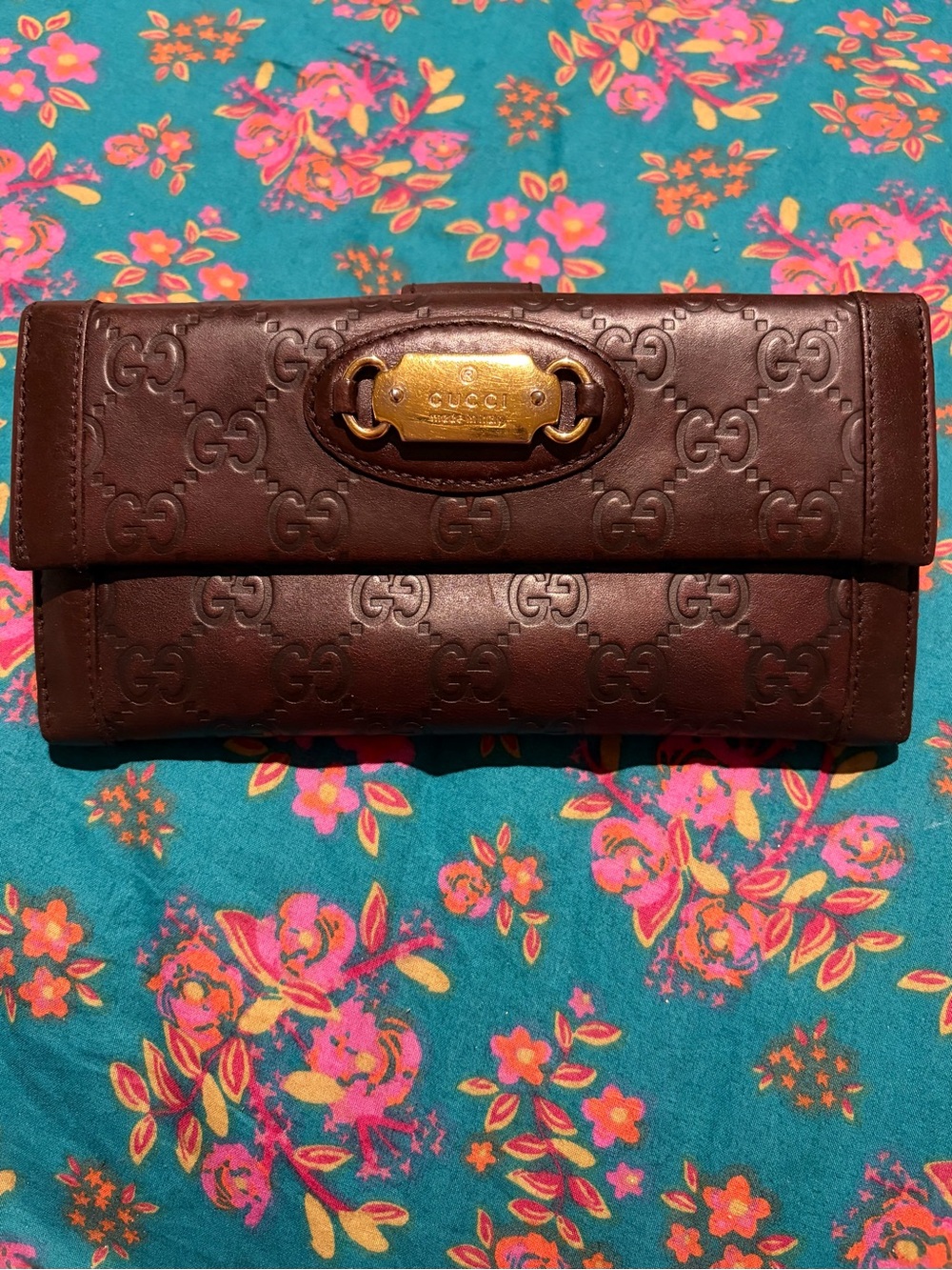 Gucci Guccissima Brown Leather Continental Wallet